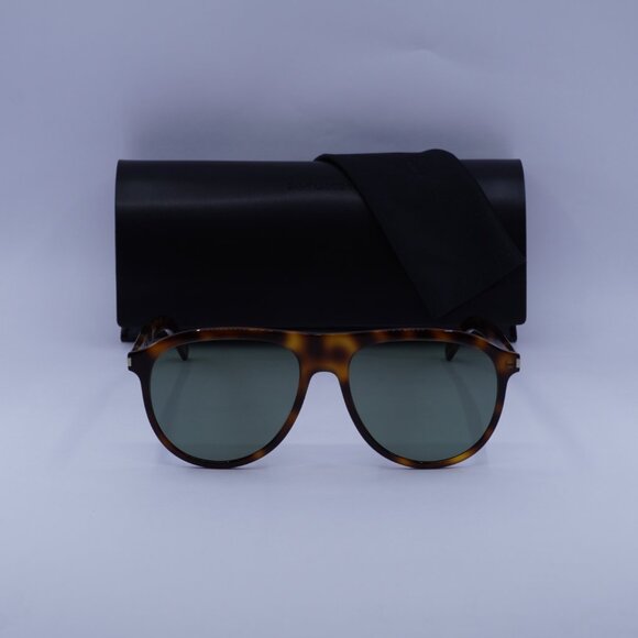Saint Laurent SL432 SLIM 002 Aviator Sunglasses - Havana/Green - Picture 7 of 10